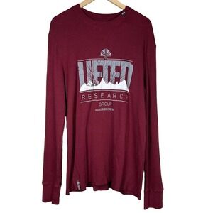 LRG‎ Thermal Long Sleeve Waffle Knit Graphic Burgundy XXL 2XL